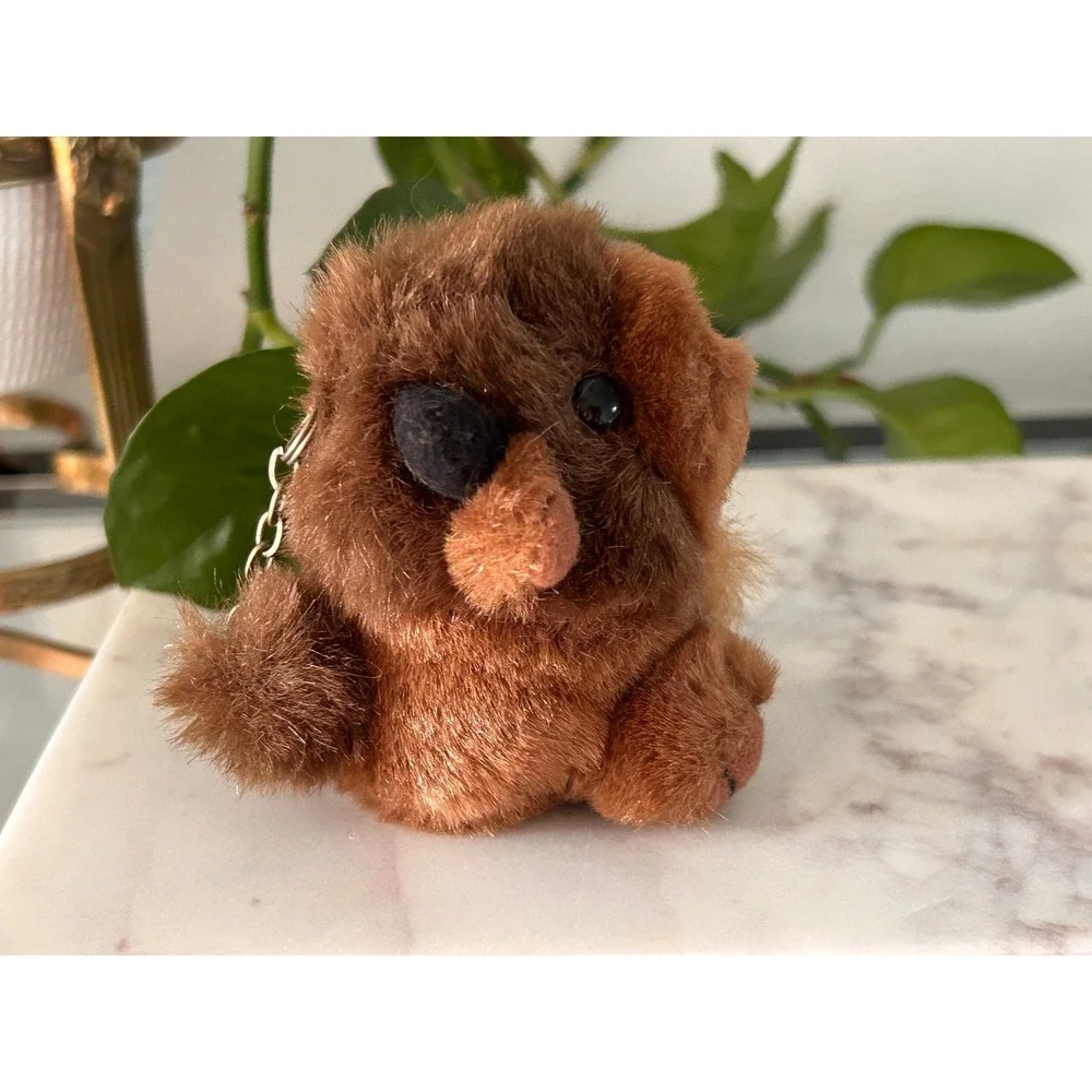 Vintage 1997 Puffkins Biff Buffalo Plush Keychain Swibco Brown Bison 6628-K